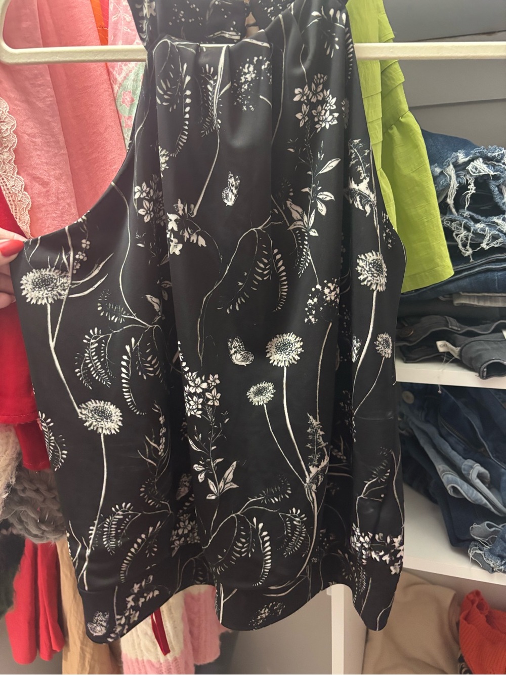 INC International Concepts Black Floral Halter Cami